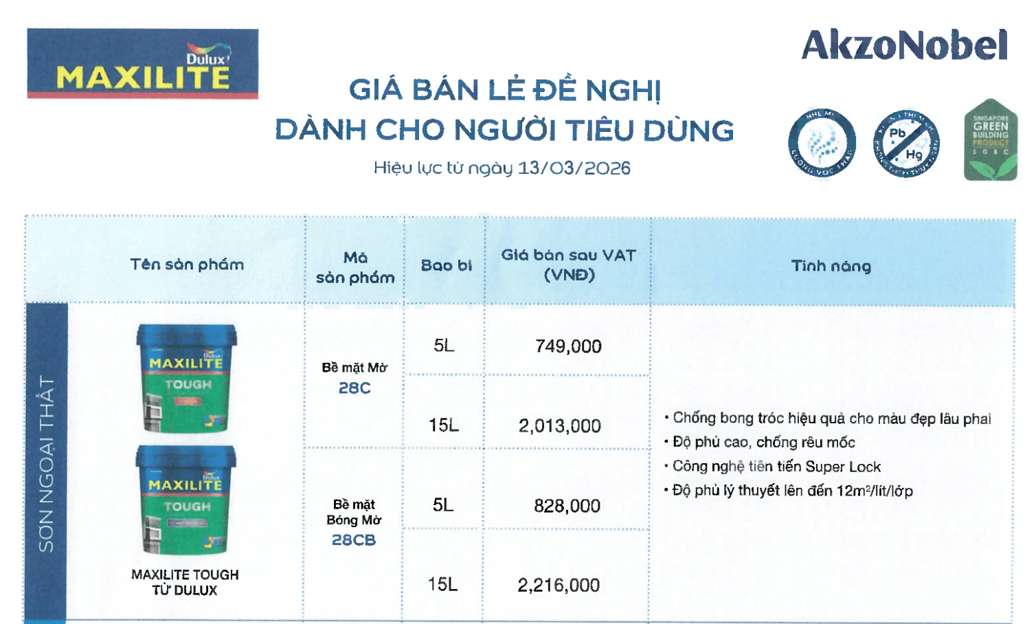 Giá sơn ngoại thất Maxilite