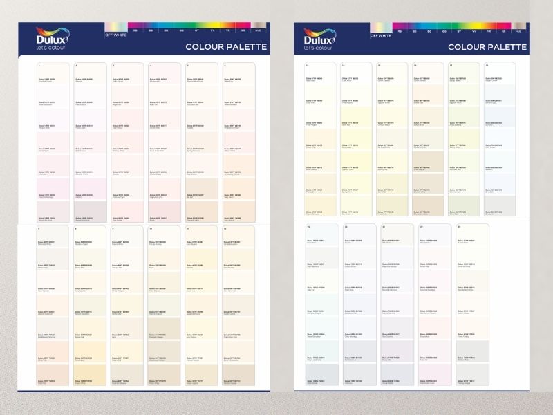 Bảng màu sơn Dulux màu trắng - kem - be
