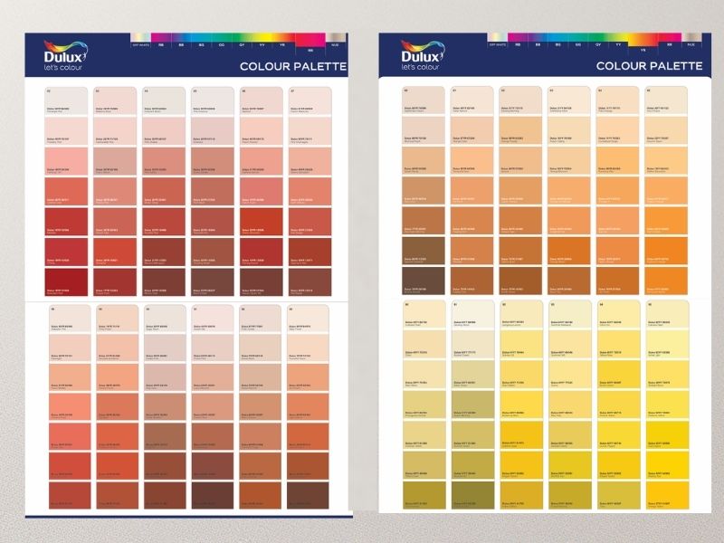 Bảng màu sơn Dulux đỏ - vàng - cam