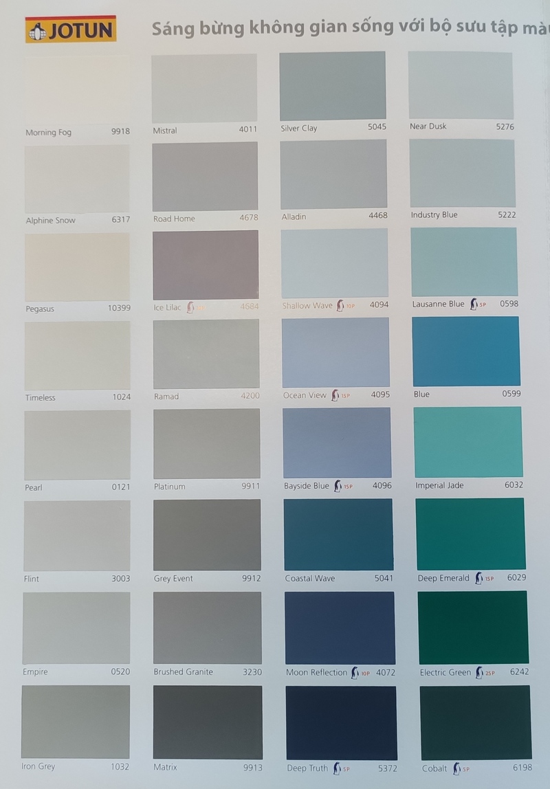 Bảng màu sơn Jotun ngoài trời cập nhật mới nhất Bảng màu sơn Jotun ngoài trời cập nhật mới nhất