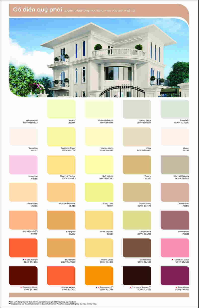 Các tông màu ấm phù hợp cho kiến trúc cổ điển