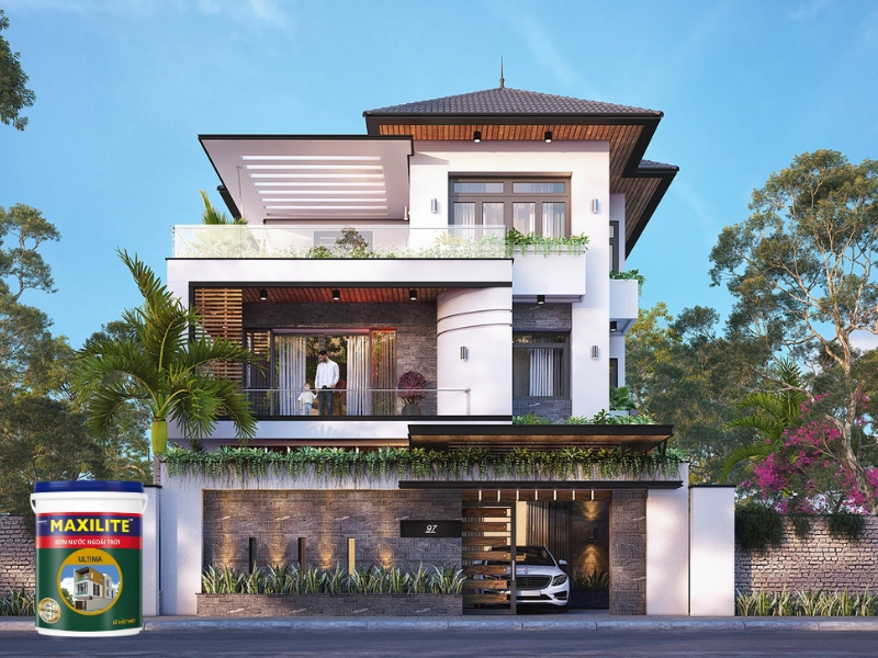 Sơn Maxilite ngoại thất có độ bám dính cao, màu sơn bền đẹp, hạn chế bong tróc