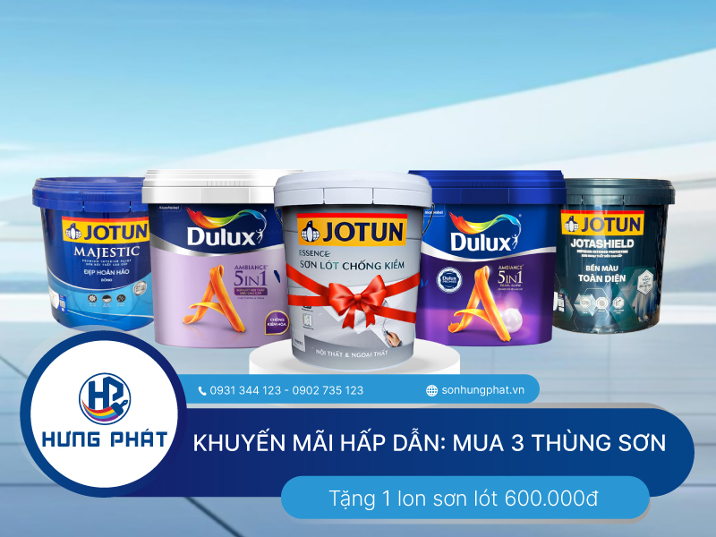 Chương trình khuyến mãi mua 3 thùng sơn cao cấp tặng 1 lon sơn lót 600.000đ Chương trình khuyến mãi mua 3 thùng sơn cao cấp tặng 1 lon sơn lót 600.000đ