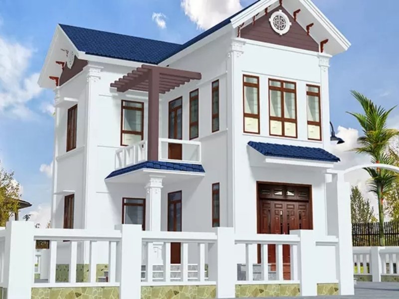 Mặt tiền nhà trở nên bền màu và sang trọng với tông xám sương mù