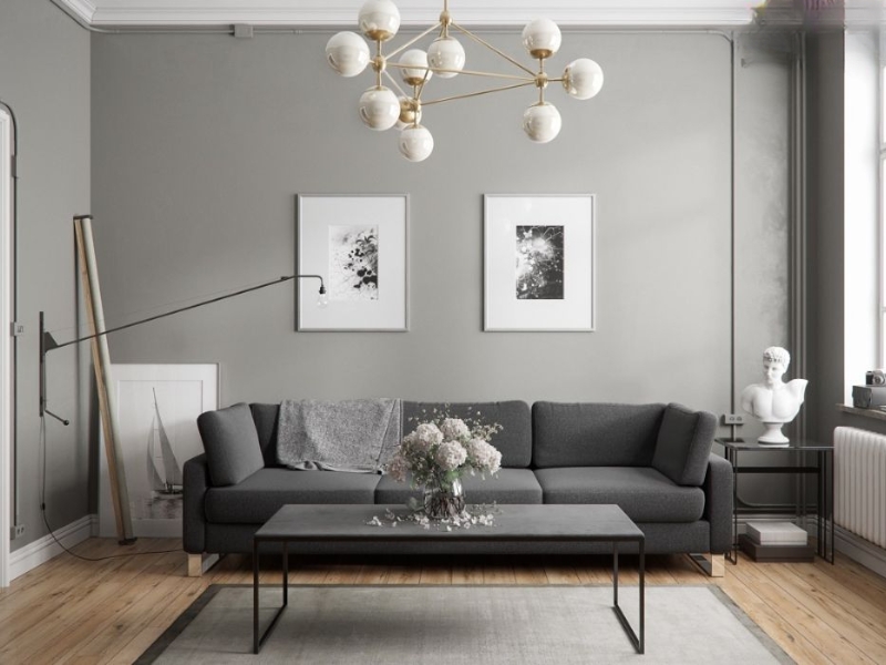 Phòng khách tối giản trở nên tinh tế hơn khi sử dụng tông màu xám nhạt làm chủ đạo Phòng khách tối giản trở nên tinh tế hơn khi sử dụng tông màu xám nhạt làm chủ đạo