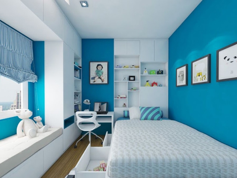 Sắc xanh nước biển giúp hạ nhiệt không gian và mang lại cảm giác thư giãn tuyệt đối