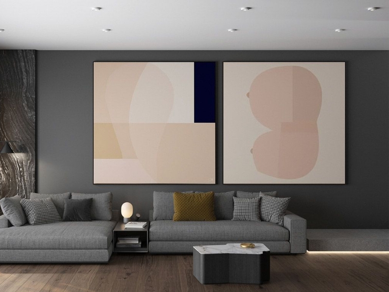 Tông xám đậm tạo điểm nhấn cho nội thất căn hộ