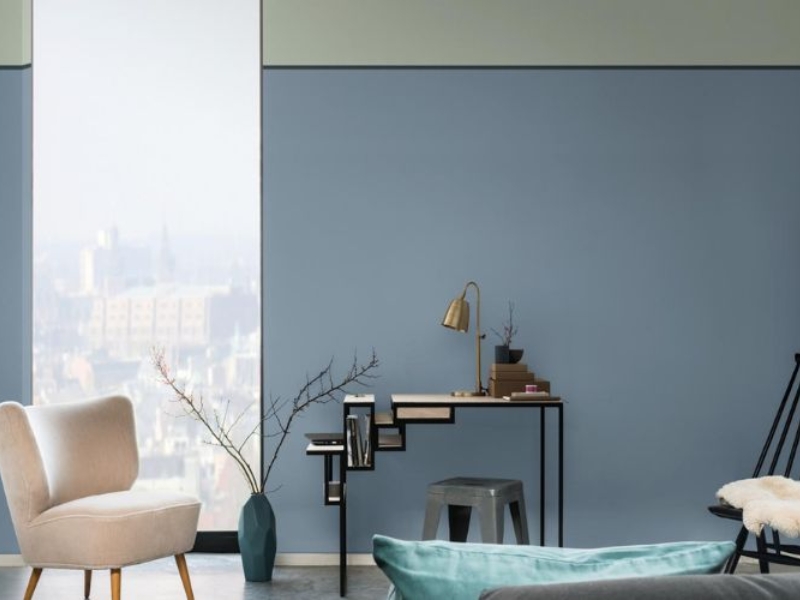 Sự kết hợp giữa xám và xanh mang lại cảm giác thư giãn tuyệt đối cho gia chủ