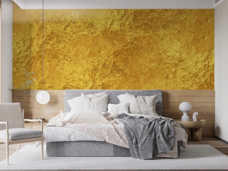 Sắc vàng champagne mang lại vẻ đẹp thời thượng và tinh tế cho mặt tường trang trí