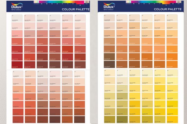 Bảng màu sơn Dulux nổi bật (Đỏ, Vàng, Cam)
