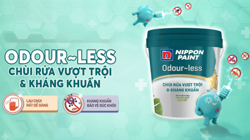 Dòng sơn này nổi bật với khả năng chùi rửa vượt trội, kháng khuẩn và gần như không mùi Dòng sơn này nổi bật với khả năng chùi rửa vượt trội, kháng khuẩn và gần như không mùi