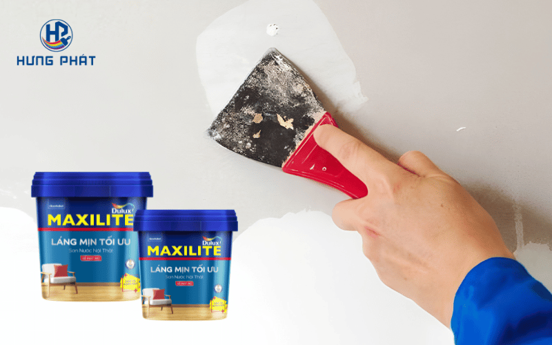 Sơn Maxilite M16 hỗ trợ dặm vá cục bộ trên bề mặt tường nội thất Sơn Maxilite M16 hỗ trợ dặm vá cục bộ trên bề mặt tường nội thất