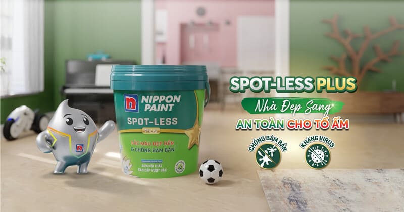 Spot-less Plus hỗ trợ kháng khuẩn và kháng virus trên bề mặt tường Spot-less Plus hỗ trợ kháng khuẩn và kháng virus trên bề mặt tường